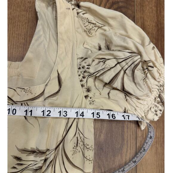 BURU Puff Sleeve Hampton Dress in Neutral Botanical Print Size Small - Picture 8 of 8